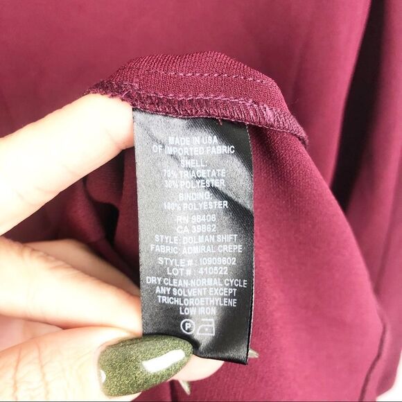 THEORY | Admiral Dolman Long Sleeve Shift Dress Deep Mulberry Size 6 - Picture 12 of 13